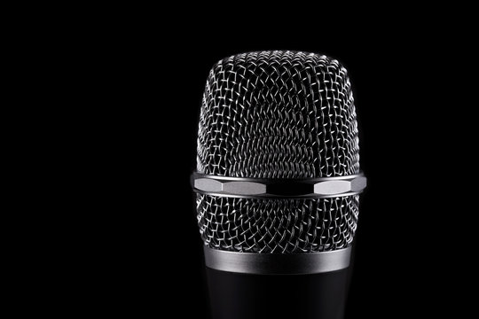 Wireless microphone on black background