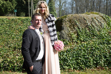 Portrait of Happy couple on their wedding day.