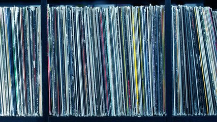 Stack of old vinyl records