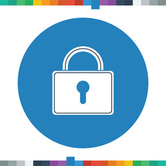 Flat lock icon with dark blue stripes in a circle.