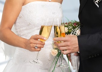 Wedding, Bride, Champagne.