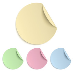 Set of round paper sticker isolated on white background.