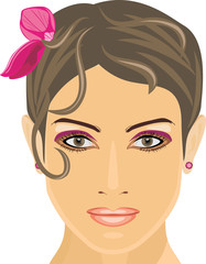 Portrait of a beautiful woman with flower in hairs