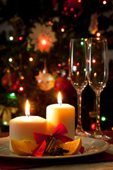 Christmas decoration on dining table