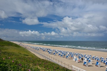 Strandkörbe am Strand von Westerland auf der Nordseeinsel Sylt