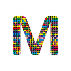 Colorful illustration with multicolor letter M on a white background