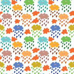 Vector eamless pattern with clouds. Seamless pattern can be used