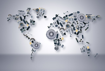 World map of the spare parts for shop auto aftermarket
