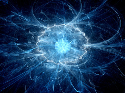 Blue glowing explosion in space