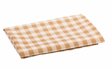  yellow  napkins checkered   isolated on white
