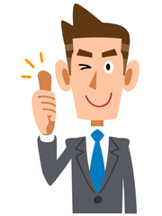 サムアップするビジネスマン