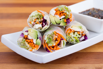 chicken and avocado rice paper spring rolls