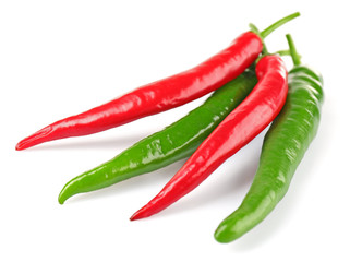 Hot peppers isolated on white