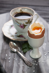 Boiled eggs and coffee