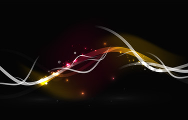 Glowing flowing waves and stars in dark space