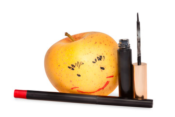 Apple with a makeup
