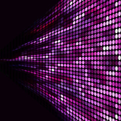 Fototapeta premium Abstract perspective vector background. Mosaic backdrop. Purple dots on black background.