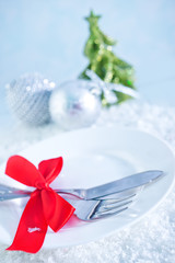 fork and knife on white plate