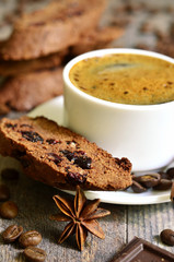 Chocolate biscotti with dried cranberry.