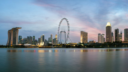 Singapore city in dramatic twilight, Asia.