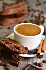 Chocolate biscotti with dried cranberry.