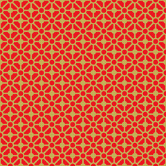 Golden seamless vintage Chinese window tracery diamond crossed circle pattern background.
