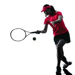 Foto op Plexiglas woman tennis player sadness silhouette © snaptitude