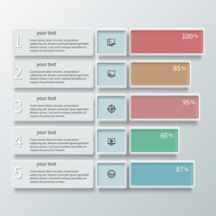 Abstract 3D Paper Infographics color