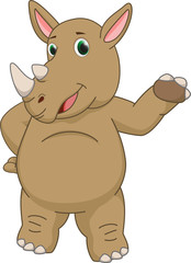 cute rhino cartoon prsenting