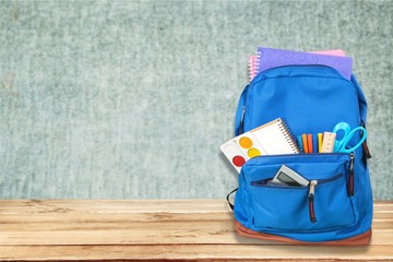 School supplies, bag, backpack.