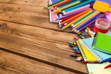Obraz premium School supplies, isolated, crayons.