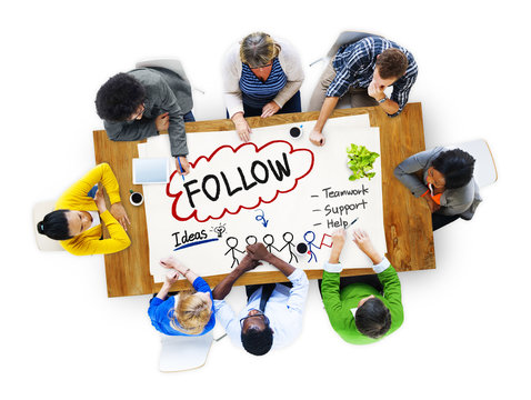 Follow Track Subscribe Social Media Concept - Powered by Adobe