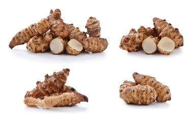 Jerusalem artichoke on a white background