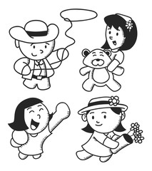 set of children in various style