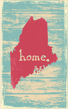 Maine Nostalgic Rustic Vintage State Vector Sign