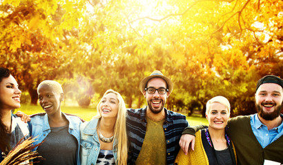 Friends Outdoors Camping Holiday Cheerful Concept