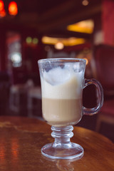 coffee latte on wood table