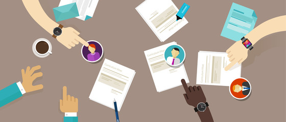 select cv resume on the desk employee recruitment process