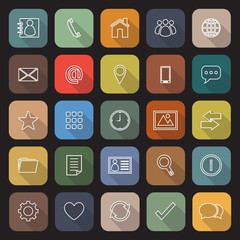 Contact line flat icons with long shadow