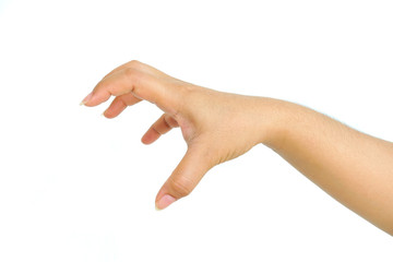 Female hand isolated on white background