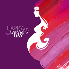 Watercolor beautiful pregnant woman