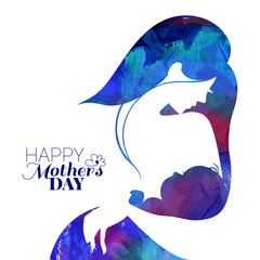 Fototapeta premium Acrylic painting mother silhouette with her baby