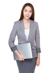 Business woman hold with laptop computer