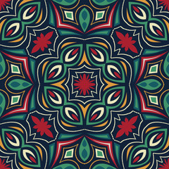 Abstract Colorful Damask Seamless Vector Background