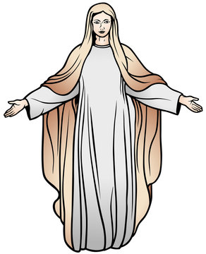 recommend clip art: Virgin Mary - Colored Illustration, Vector