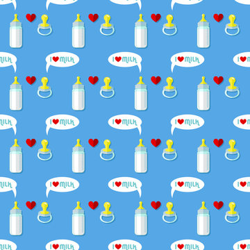 baby bottle and pacifier seamless pattern