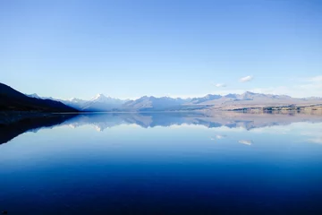 Cercles muraux Aoraki/Mount Cook Lake Pukaki and Mount Cook range