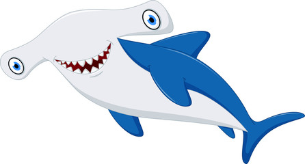 Cute hammerhead shark cartoon - obrazy, fototapety, plakaty