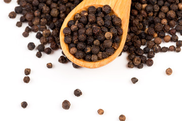 Black pepper isolated on the white background