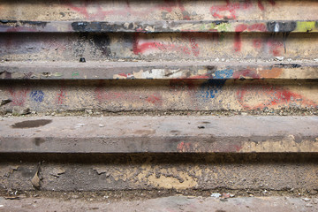 Close-up of a filthy and dirty stairway